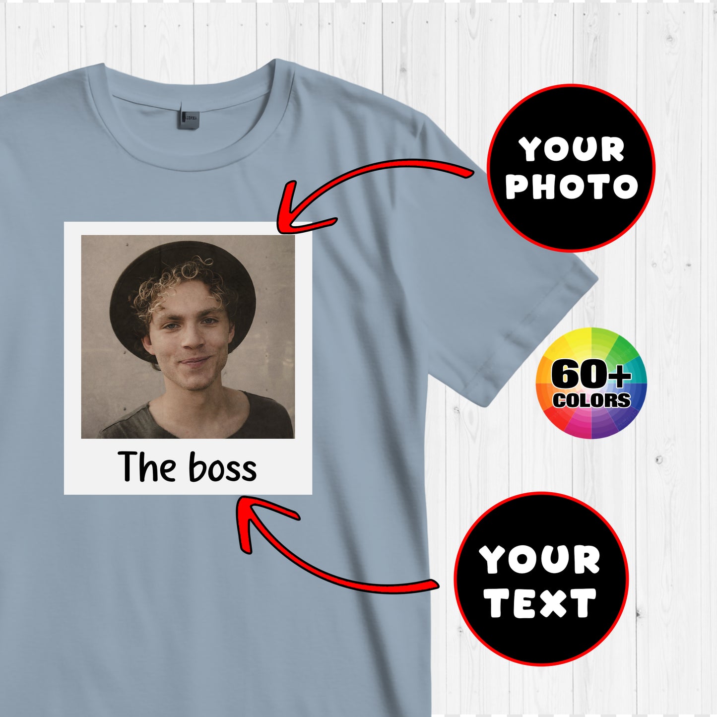 Vintage Polaroid Custom Photo Shirt, Custom Photo t-shirt, Custom Picture Personalized Birthday Gift, Gift for Mom Dad, Gift for Him Her
