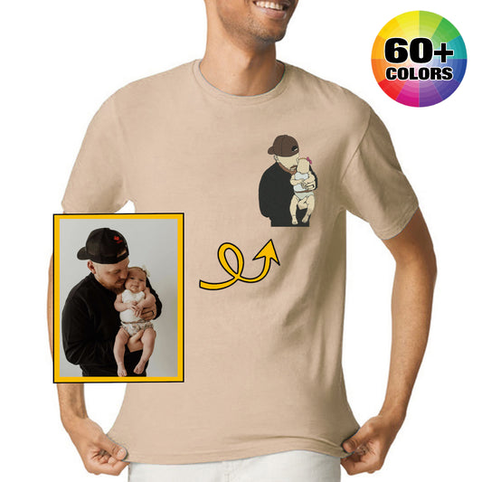 Custom photo Embroidery T-shirt, Sweatshirt and Hoodie Anniversary Gift Father Day Tshirt Custom Gift for Father, Son, Gift for Her Him