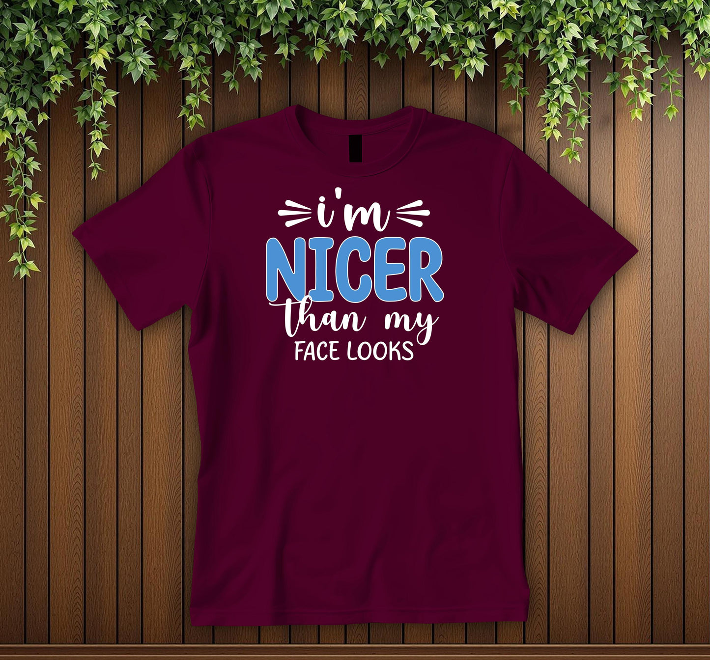 Funny “I'm Nicer Than My Face Looks T-Shirt Sarcastic Quote Tee Snarky Graphic T-Shirt Unisex Tee