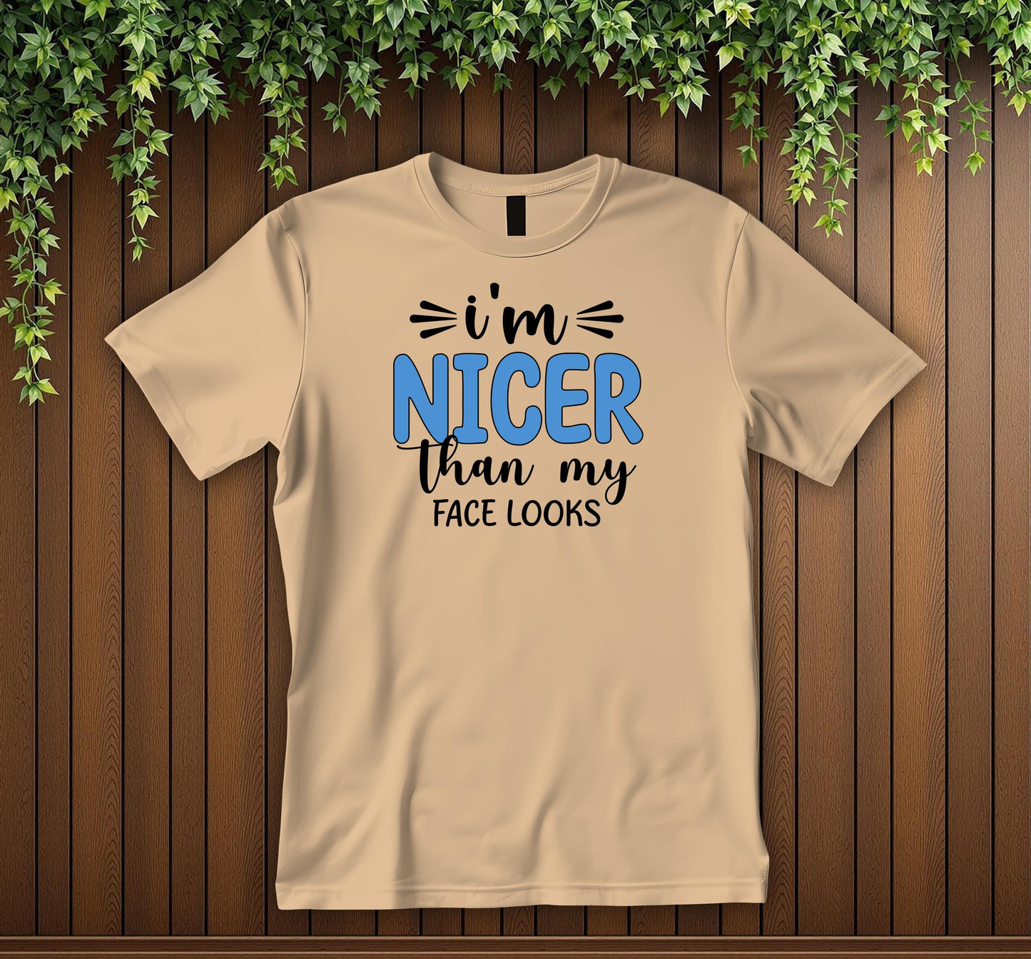Funny “I'm Nicer Than My Face Looks T-Shirt Sarcastic Quote Tee Snarky Graphic T-Shirt Unisex Tee