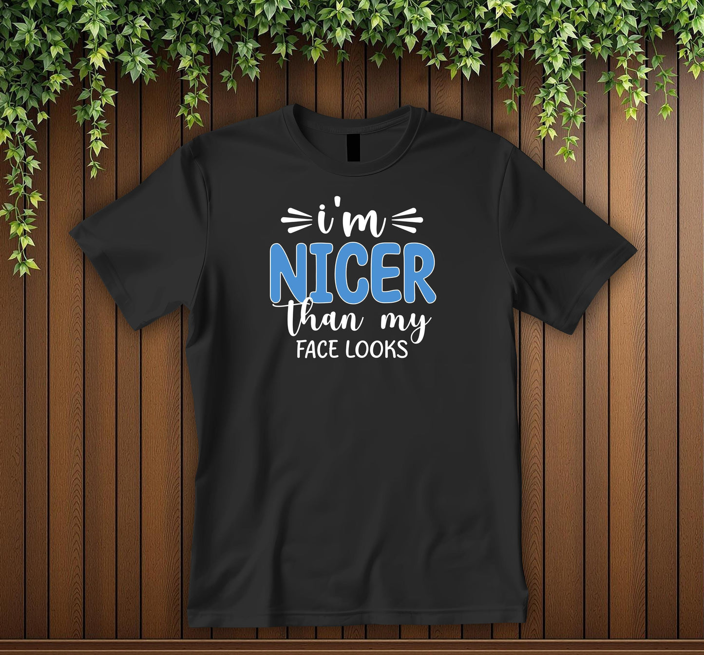 Funny “I'm Nicer Than My Face Looks T-Shirt Sarcastic Quote Tee Snarky Graphic T-Shirt Unisex Tee