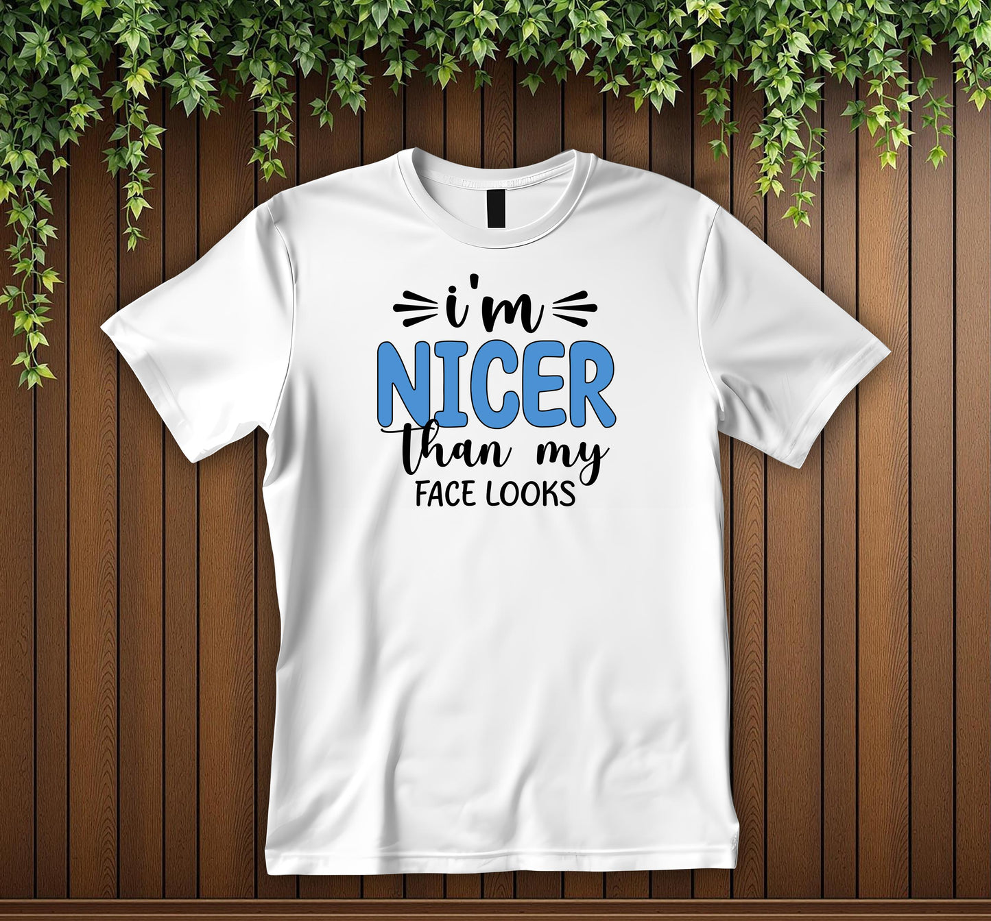 Funny “I'm Nicer Than My Face Looks T-Shirt Sarcastic Quote Tee Snarky Graphic T-Shirt Unisex Tee