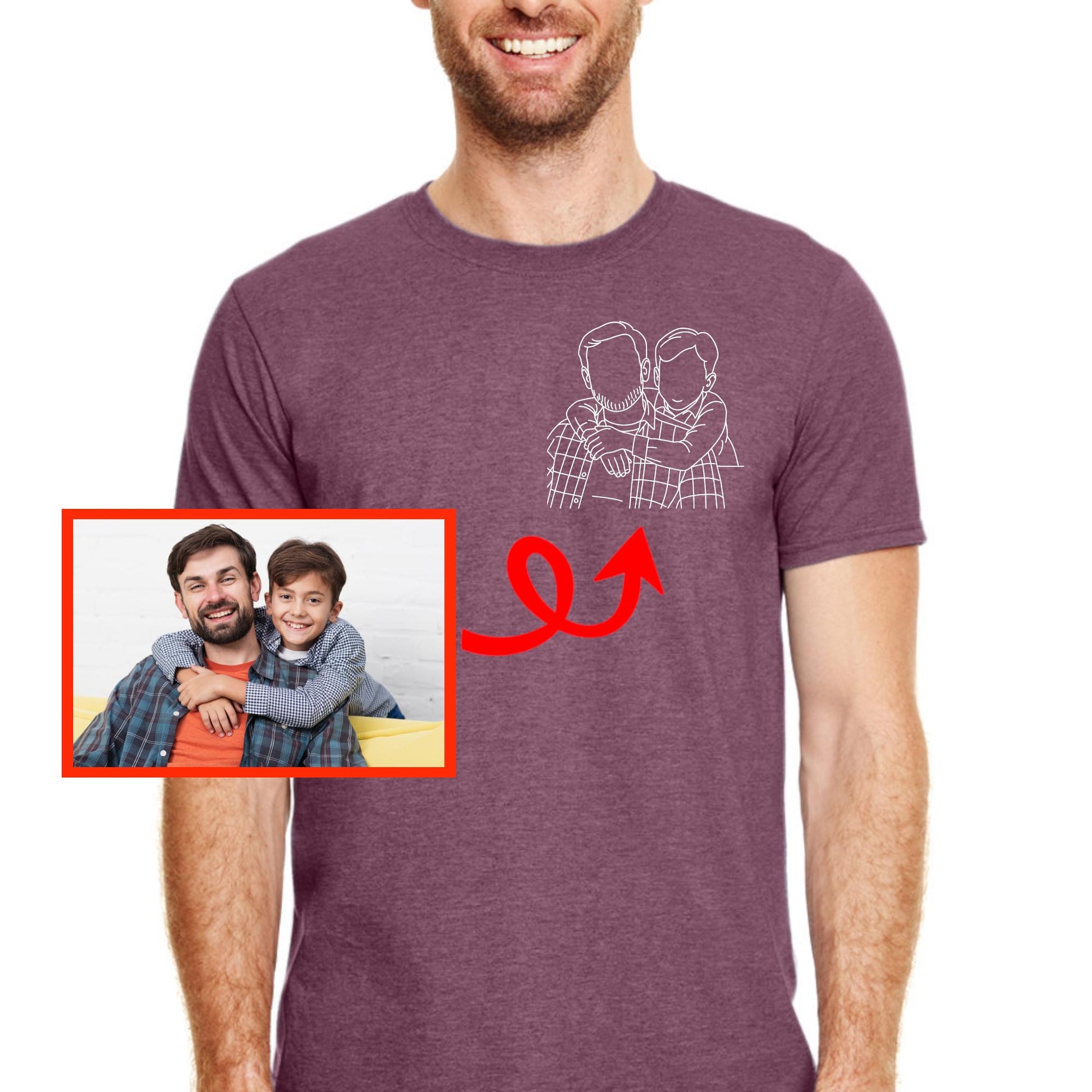 Custom Line Art Photo Shirt or Sweatshirt: Personalized Keepsake Gift