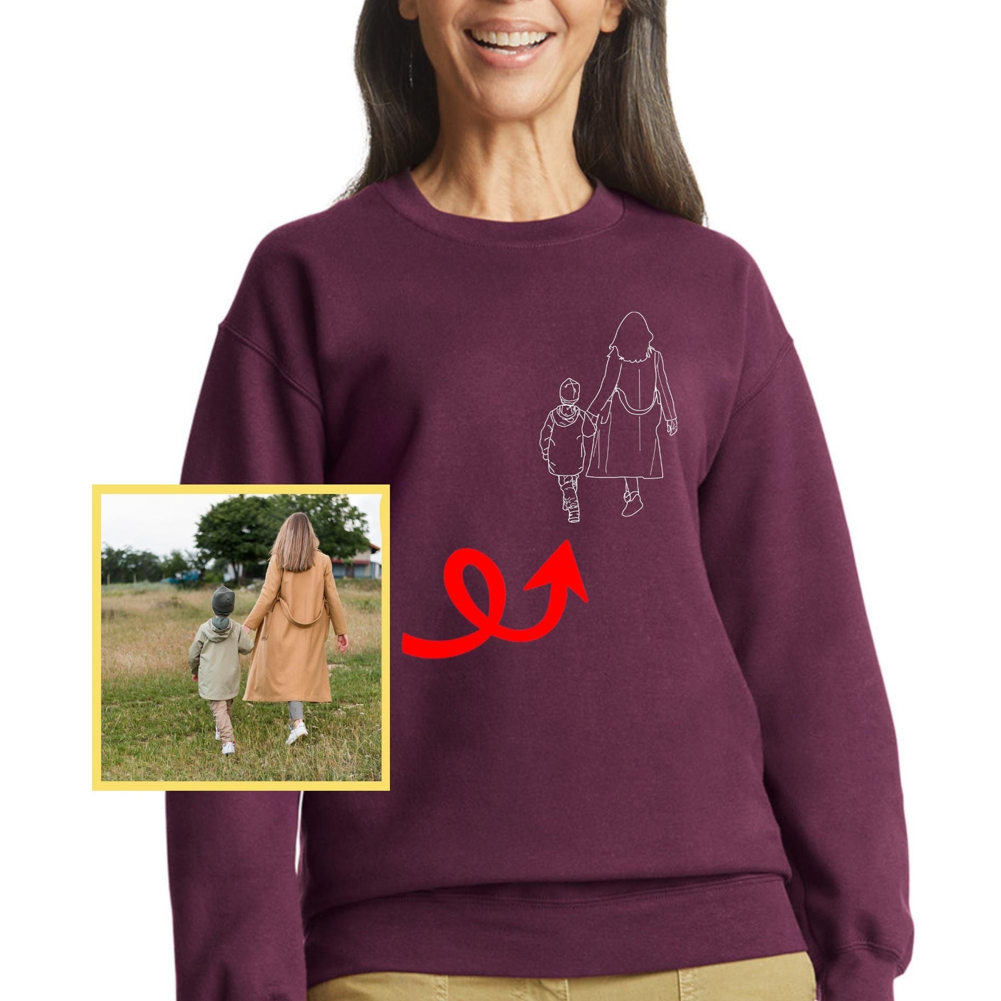 Custom Line Art Photo Shirt or Sweatshirt: Personalized Keepsake Gift
