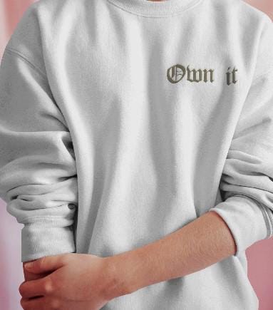 Custom Embroidered Gildan T-Shirt or Sweatshirt: Personalized Text Tee