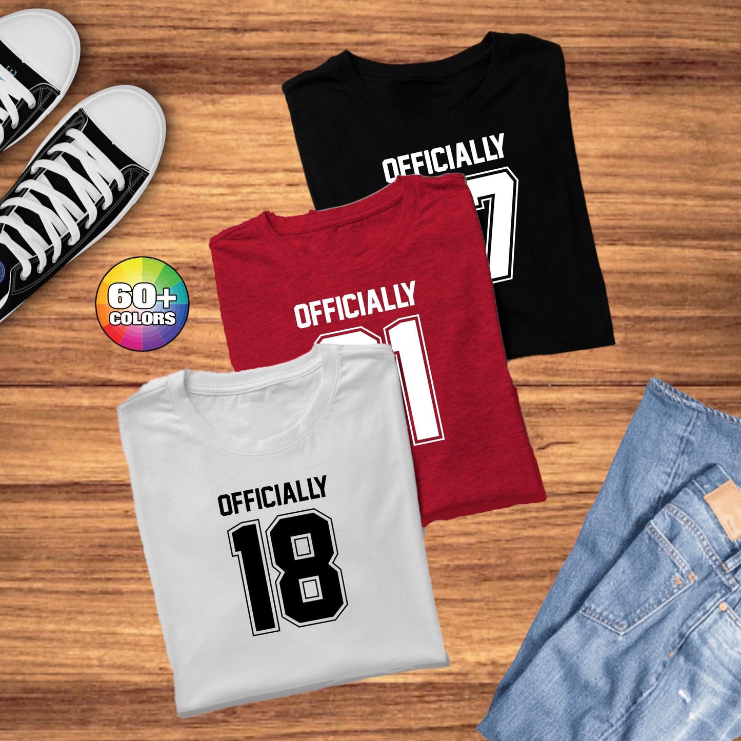 Personalized Birthday T-Shirt or Sweatshirt: Custom Age, Gildan Softstyle