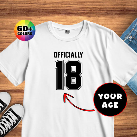 Personalized Birthday T-Shirt or Sweatshirt: Custom Age, Gildan Softstyle