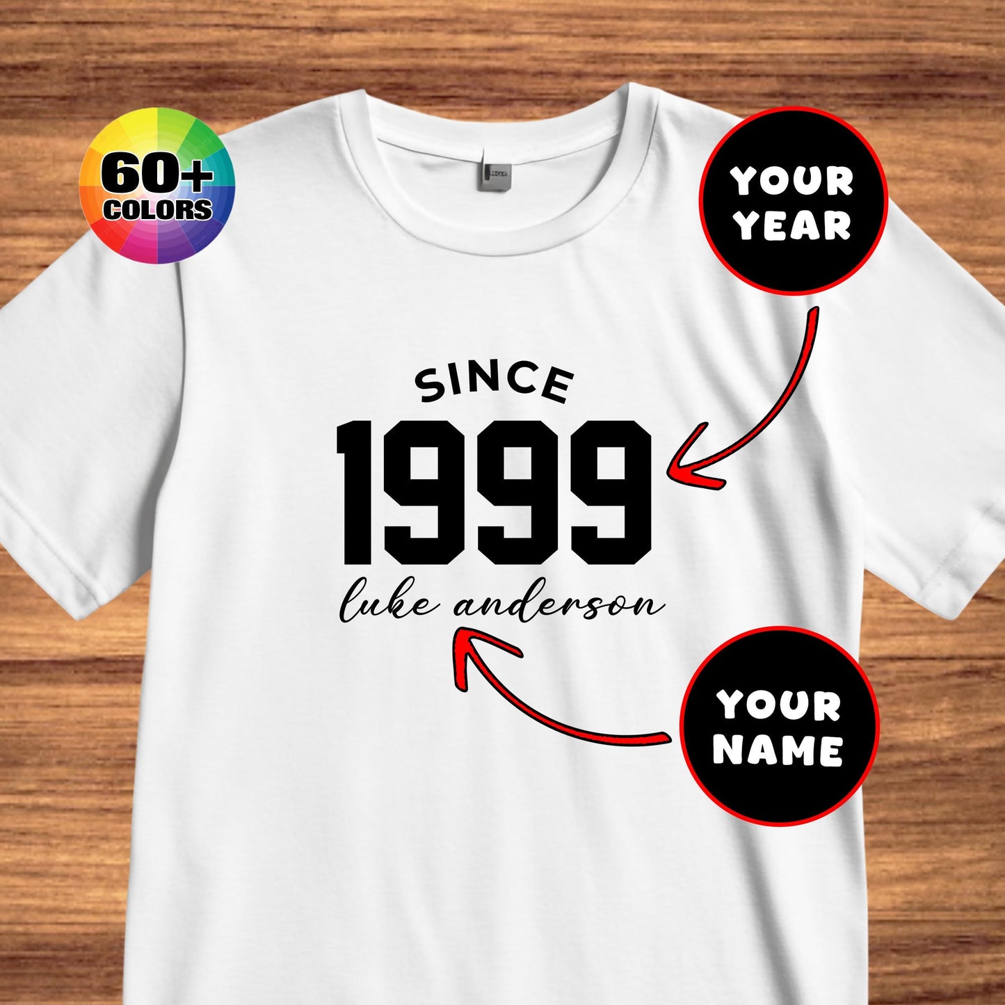 Personalized Name & Birth Year Gildan T-Shirt or Sweatshirt: Custom Birthday Gift