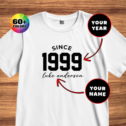 Personalized Name & Birth Year Gildan T-Shirt or Sweatshirt: Custom Birthday Gift