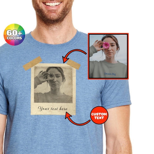 Custom Vintage Photo, Custom Shirt and Sweatshirt with Picture Personalized Birthday Gift, Gift for Mom & Dad Gift for him Gift for her