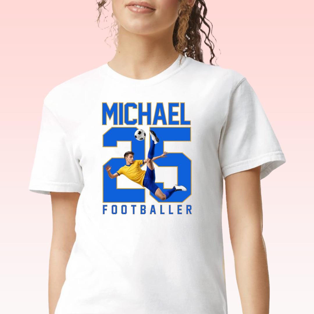Custom Photo Football Shirt: Personalized Name & Number, Sports Gift