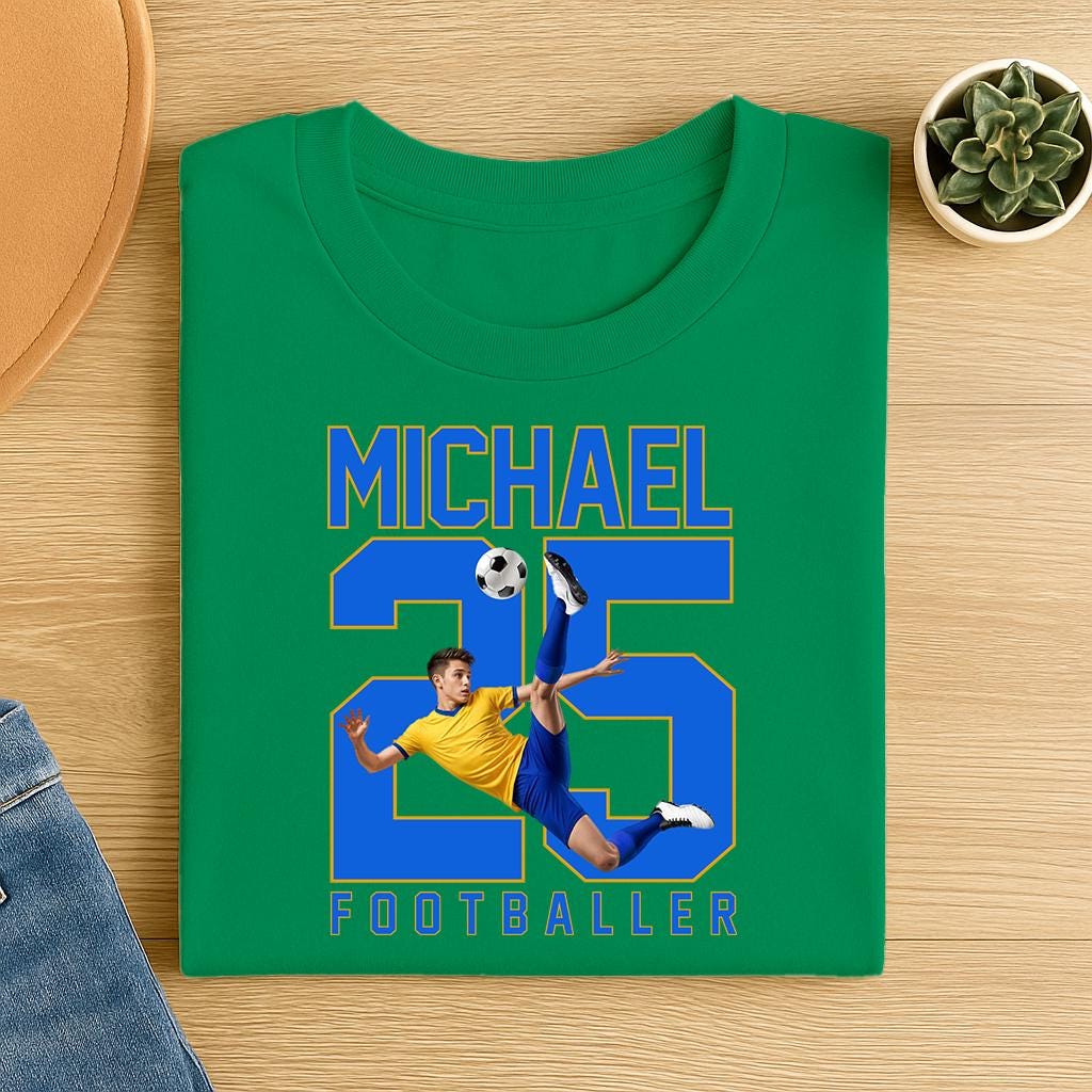Custom Photo Football Shirt: Personalized Name & Number, Sports Gift