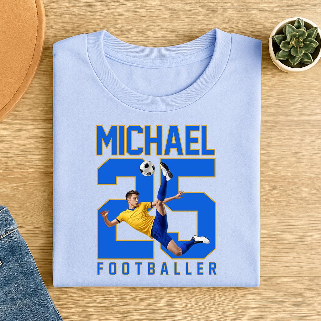 Custom Photo Football Shirt: Personalized Name & Number, Sports Gift