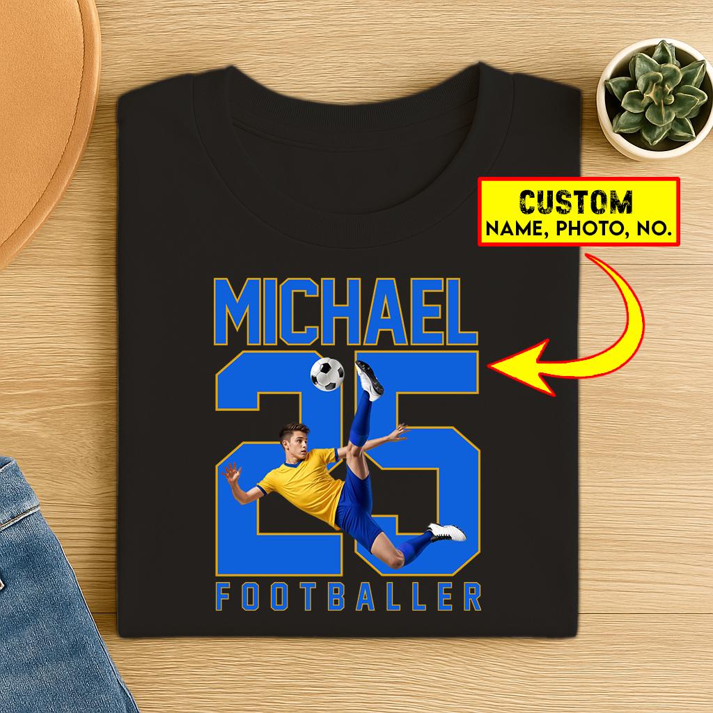 Custom Photo Football Shirt: Personalized Name & Number, Sports Gift