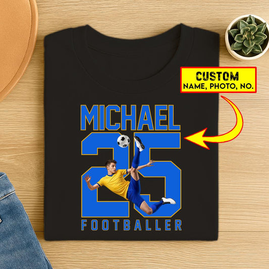 Custom Photo Football Shirt: Personalized Name & Number, Sports Gift
