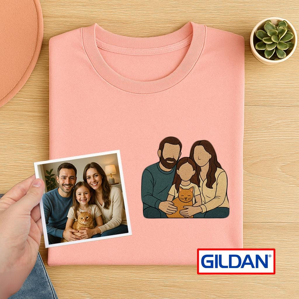 Custom Embroidered Photo Shirt: Personalized Gildan Tee, Sentimental Gift