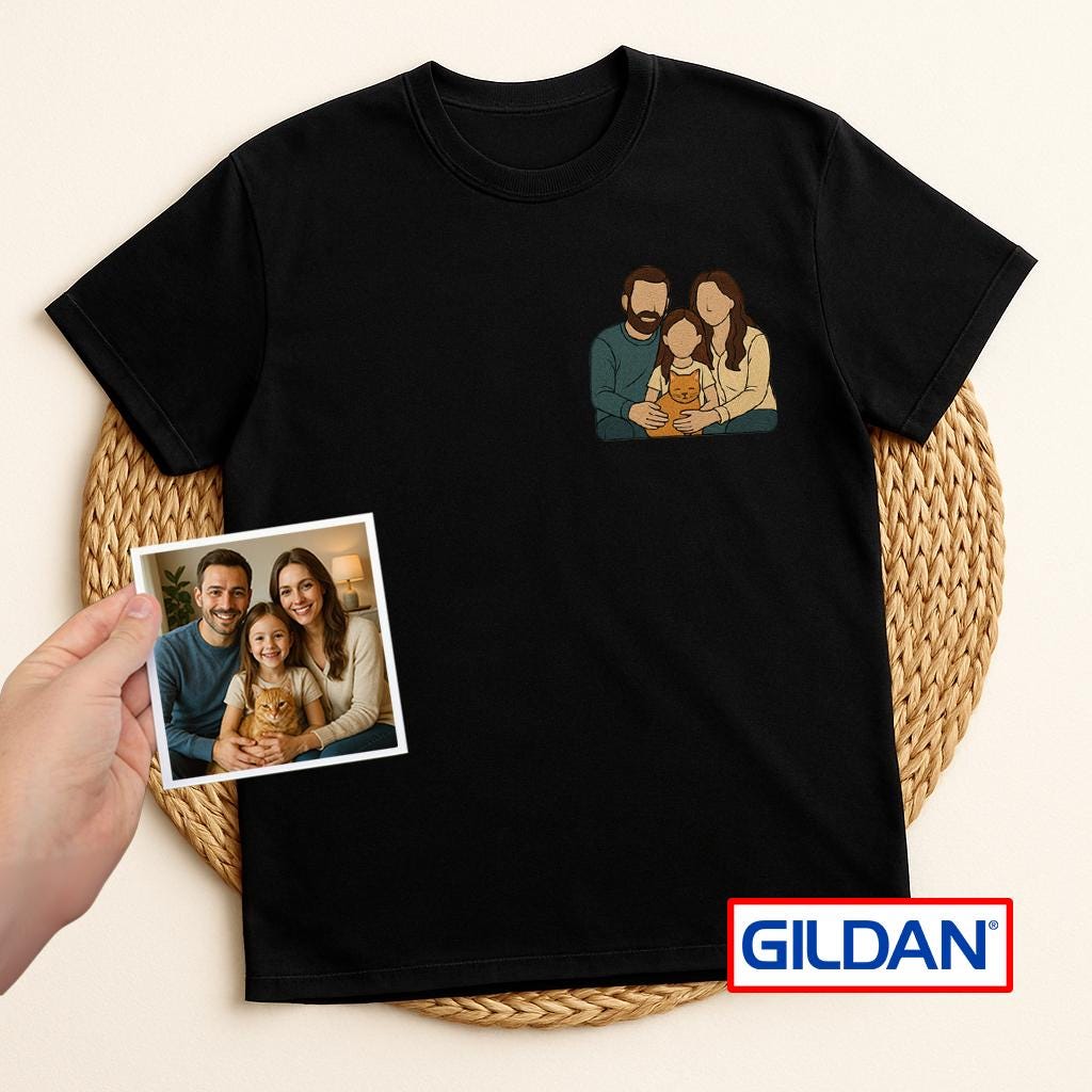 Custom Embroidered Photo Shirt: Personalized Gildan Tee, Sentimental Gift