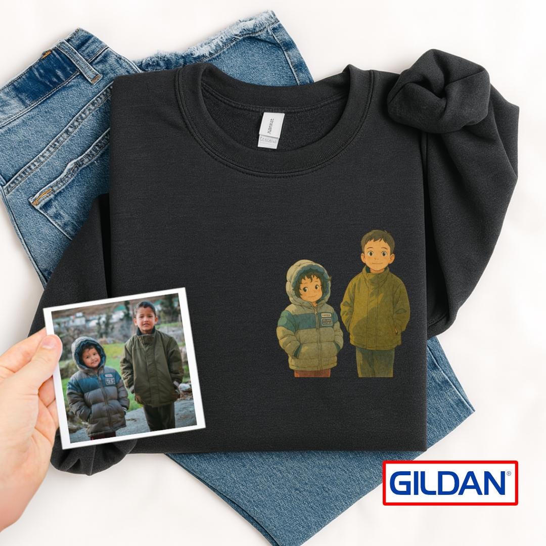 Custom Ghibli Style Portrait T-Shirt: Personalized Anime Tee