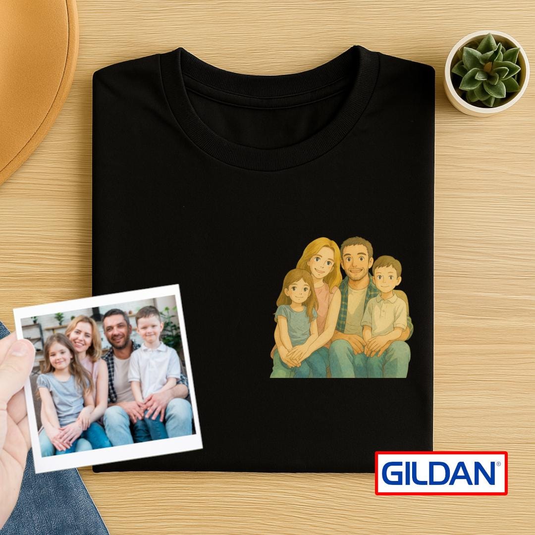 Custom Ghibli Style Portrait T-Shirt: Personalized Anime Tee
