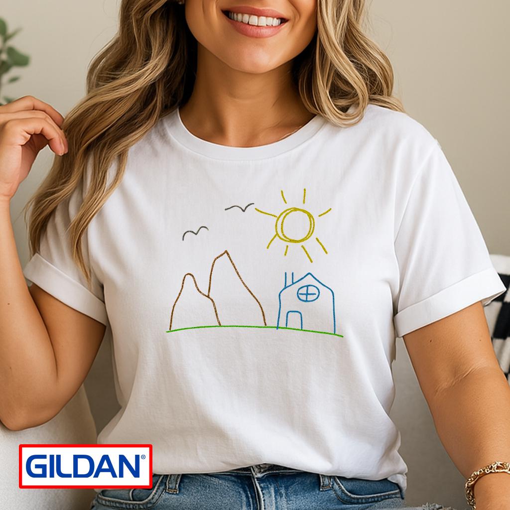 Custom Embroidered Kids Art Shirt: Personalized Drawing Gift