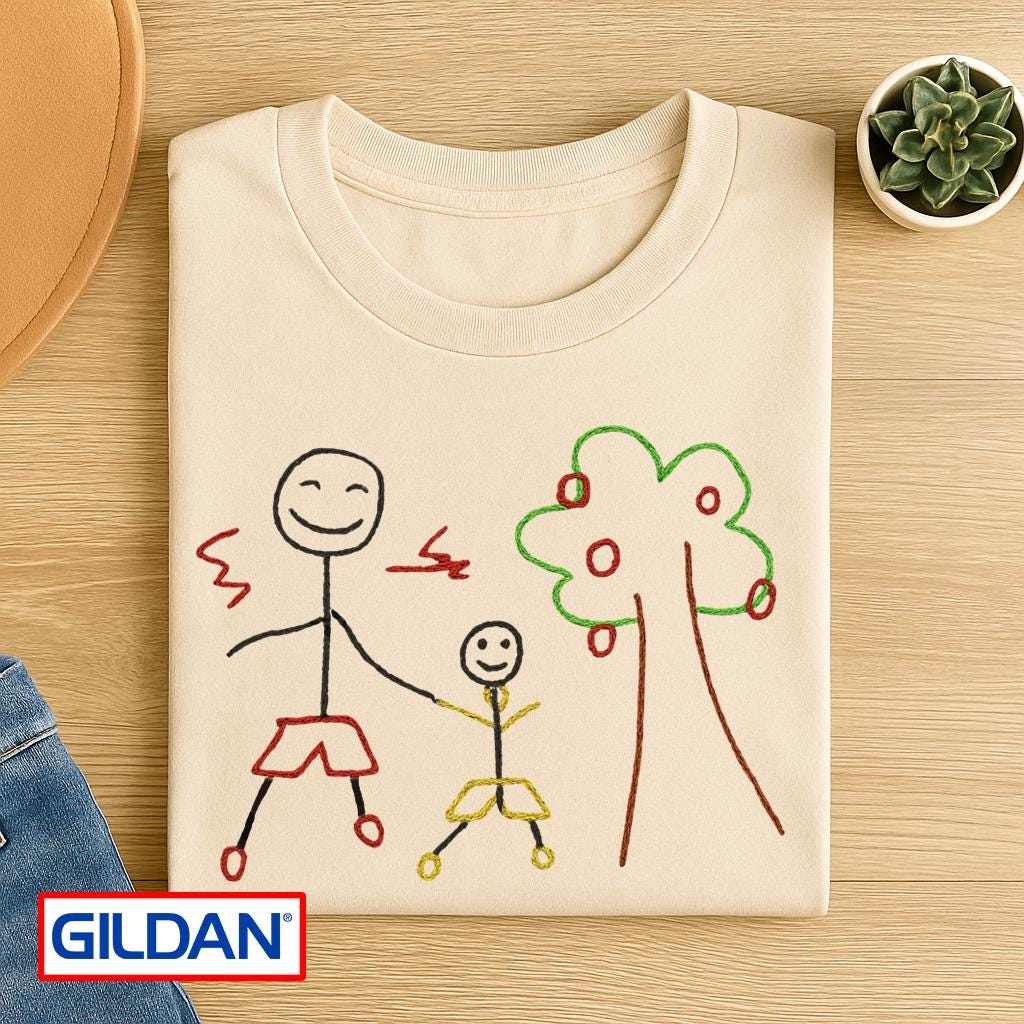 Custom Embroidered Kids Art Shirt: Personalized Drawing Gift