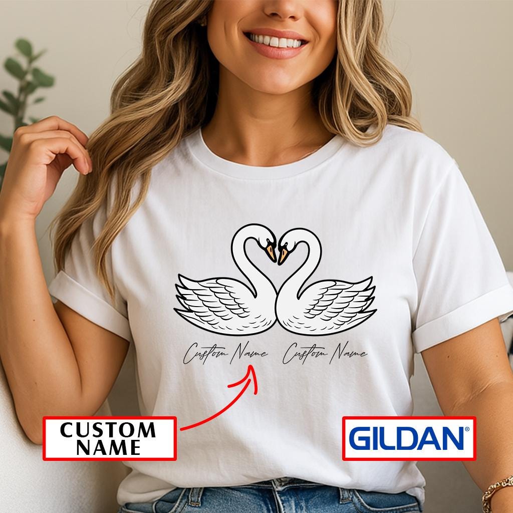 Personalized Swan Couple Shirt: Custom Matching T-Shirt or Sweatshirt