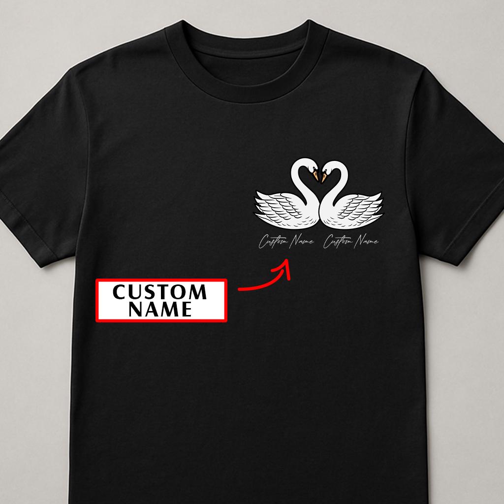 Personalized Swan Couple Shirt: Custom Matching T-Shirt or Sweatshirt