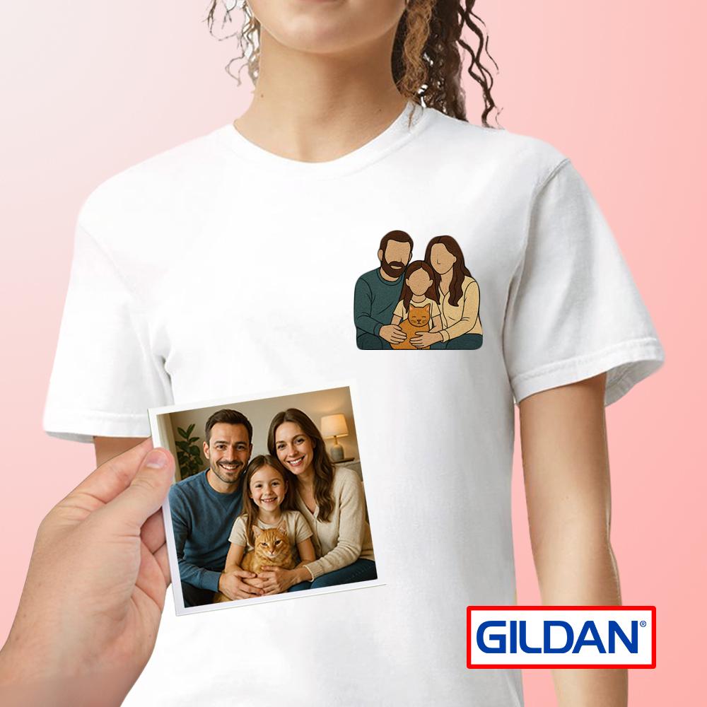 Custom Embroidered Photo Shirt: Personalized Gildan Tee, Sentimental Gift