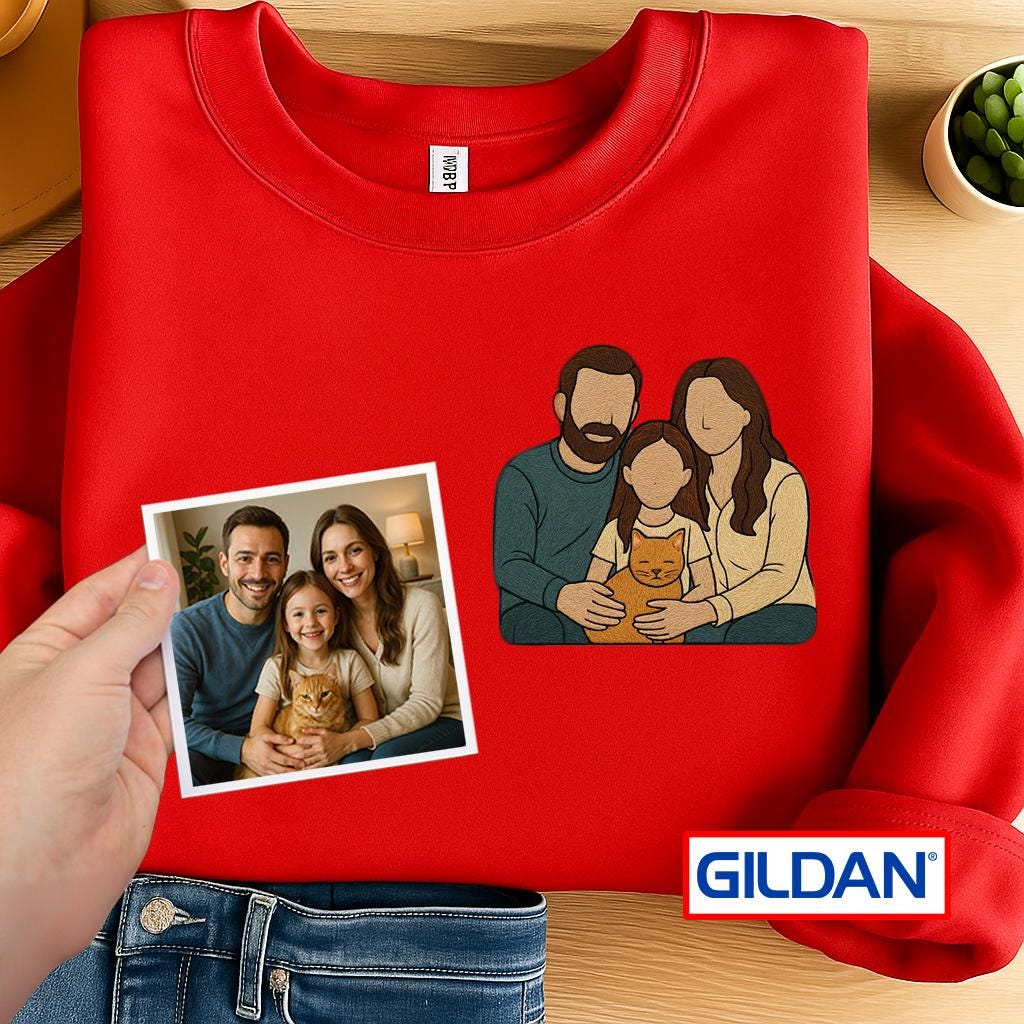 Custom Embroidered Photo Shirt: Personalized Gildan Tee, Sentimental Gift
