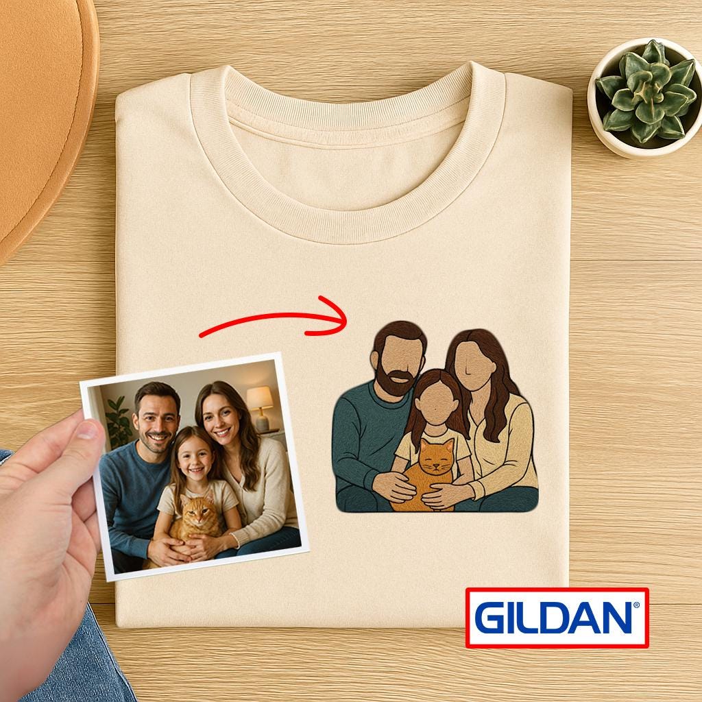 Custom Embroidered Photo Shirt: Personalized Gildan Tee, Sentimental Gift