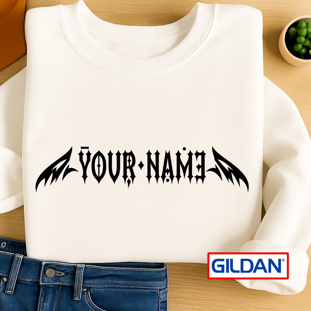 Custom Gothic Text T-Shirt or Sweatshirt: Personalized Unisex Tee