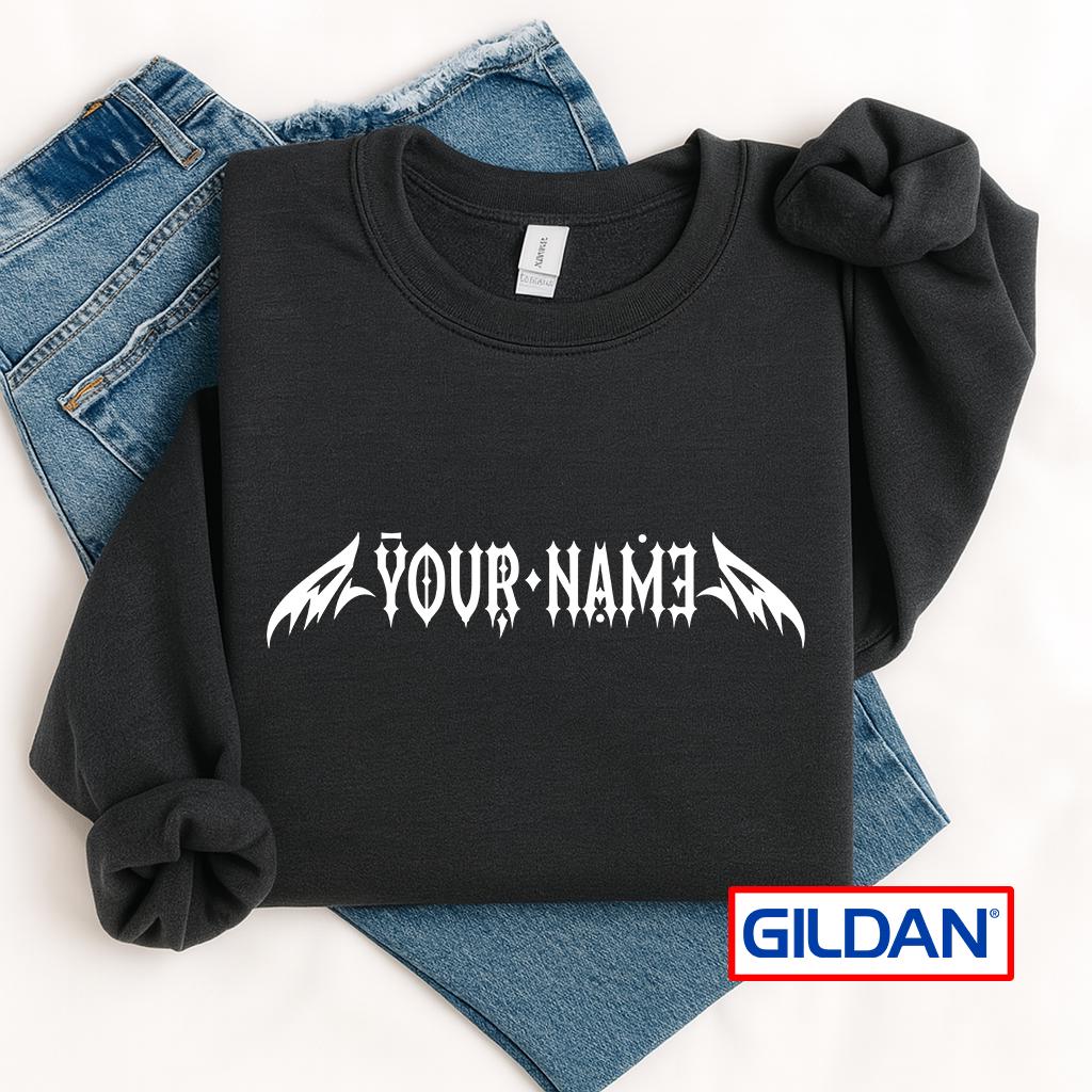 Custom Gothic Text T-Shirt or Sweatshirt: Personalized Unisex Tee
