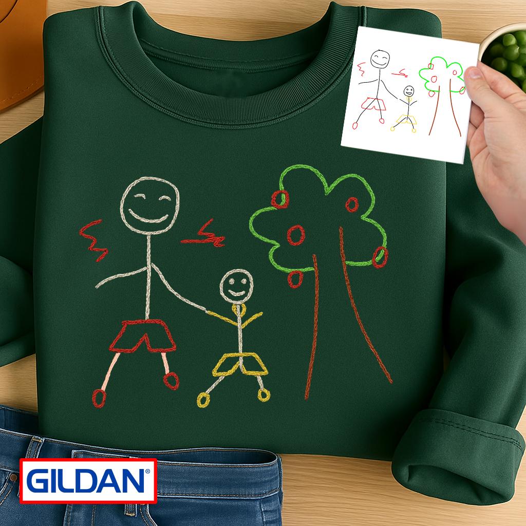 Custom Embroidered Kids Art Shirt: Personalized Drawing Gift