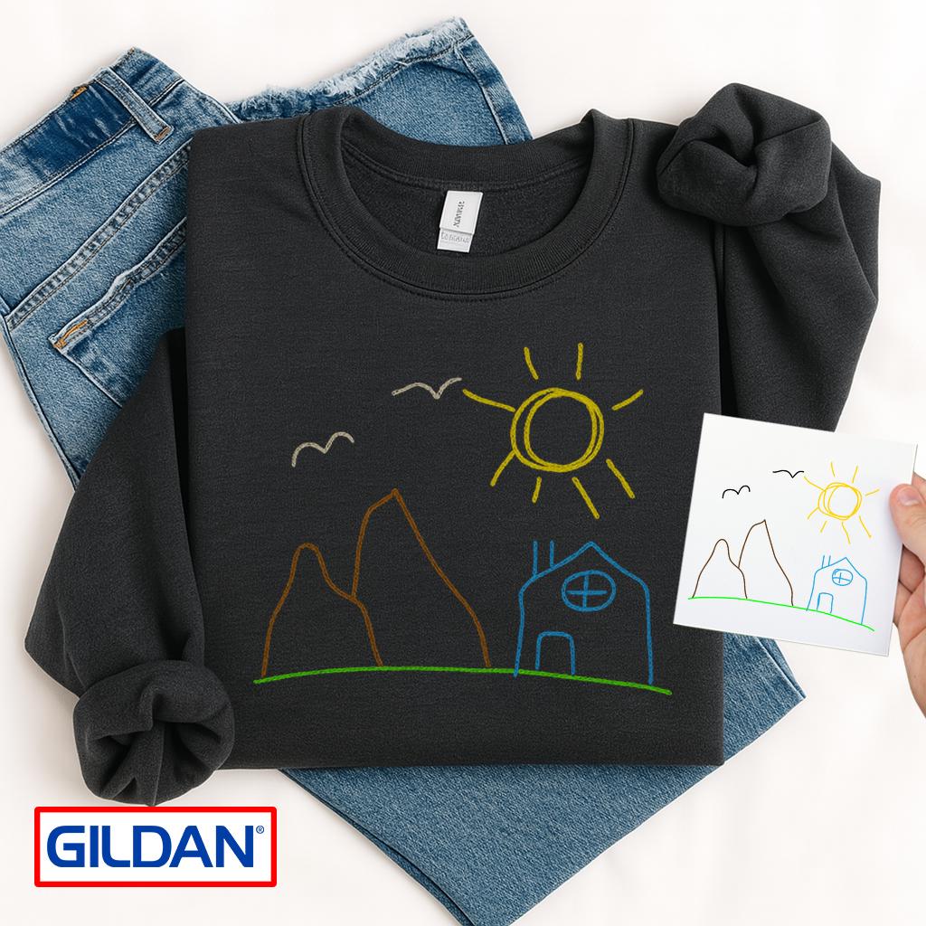 Custom Embroidered Kids Art Shirt: Personalized Drawing Gift
