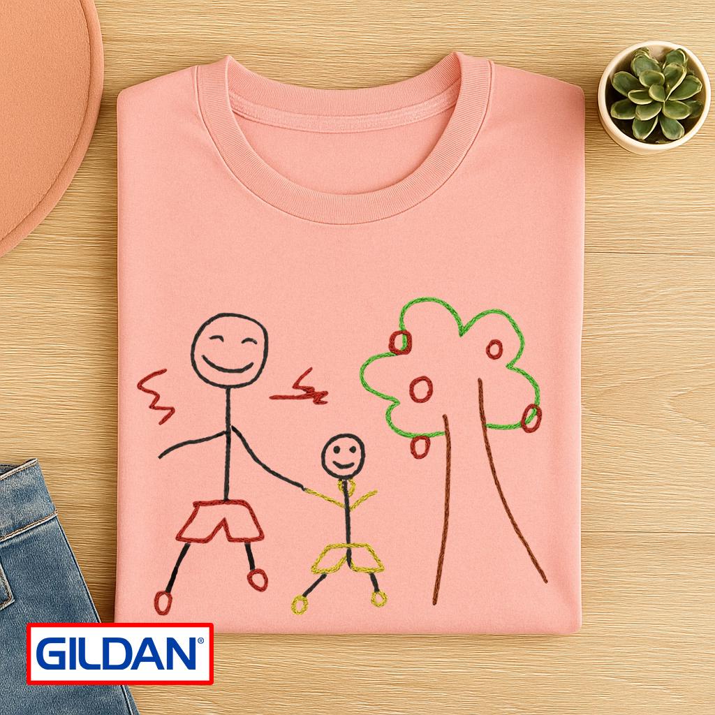 Custom Embroidered Kids Art Shirt: Personalized Drawing Gift