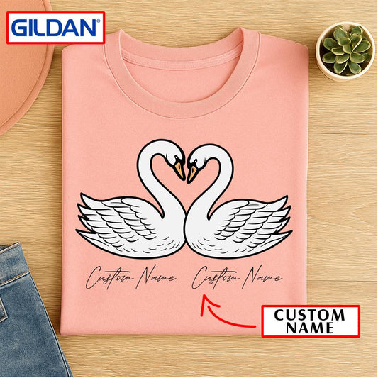 Personalized Swan Couple Shirt: Custom Matching T-Shirt or Sweatshirt