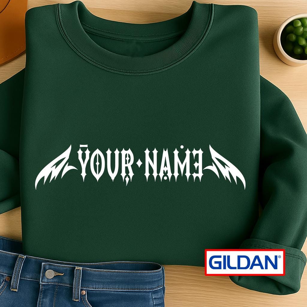 Custom Gothic Text T-Shirt or Sweatshirt: Personalized Unisex Tee