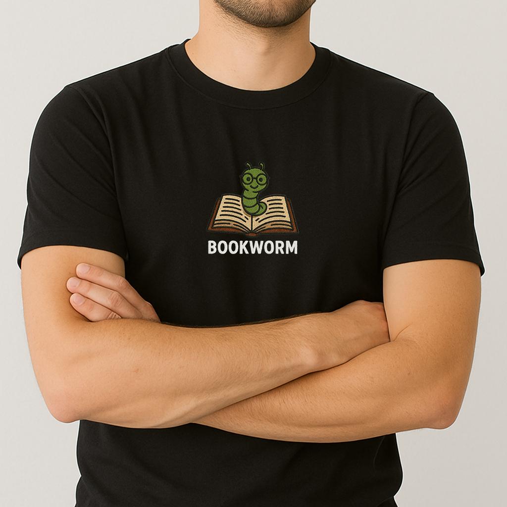 Bookworm Embroidered Tee – Cute Shirt for Book Lovers, Embroidery shirt - Bookish Gifts, Unisex sweatshirt and tshirt, Gift for Him & Her