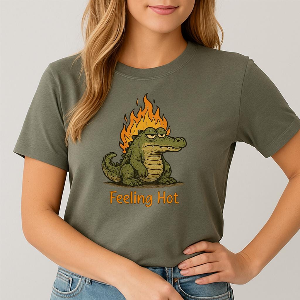 Feeling Hot Crocodile Graphic Tee - Comfort Colors Funny Shirt