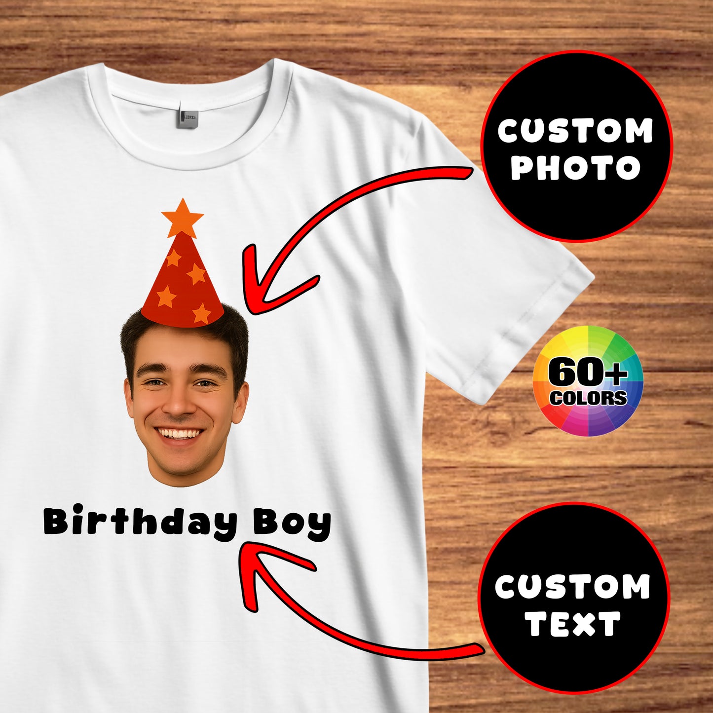 Custom Birthday Photo Name Shirt and sweatshirt, Personalized Text and Photo Shirt Birthday Gift, Gift For Father Mother Gift for Him Her