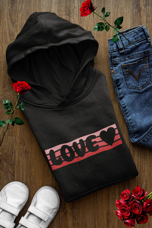 Minimalist Retro Love Hoodie Aesthetic Heart Hoodie Trendy Valentine's Day Pullover Cozy Romantic Gift