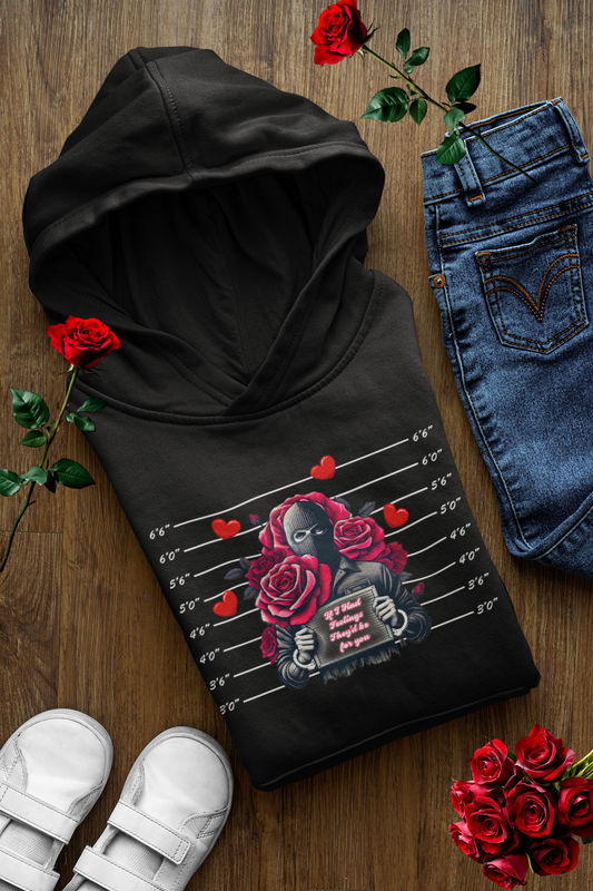 Gangster Love Hoodie Romantic Outlaw Valentine Hoodie Edgy Mugshot Pullover Bad Girl Aesthetic