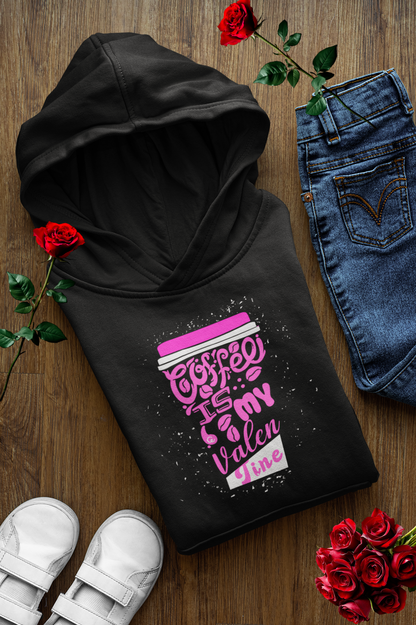 Coffee Is My Valentine Hoodie Funny Coffee Lover Hoodie Valentine’s Day Barista Pullover Cozy Caffeine Addict Hoodie