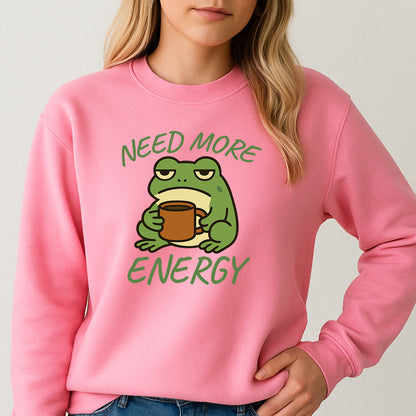 Funny Frog Coffee T-Shirt, Need More Energy Tee, Cute Frog Shirt, Lazy Tired Frog Mug Graphic Tee, Coffee Lover Gift, Unisex Humor Shirt