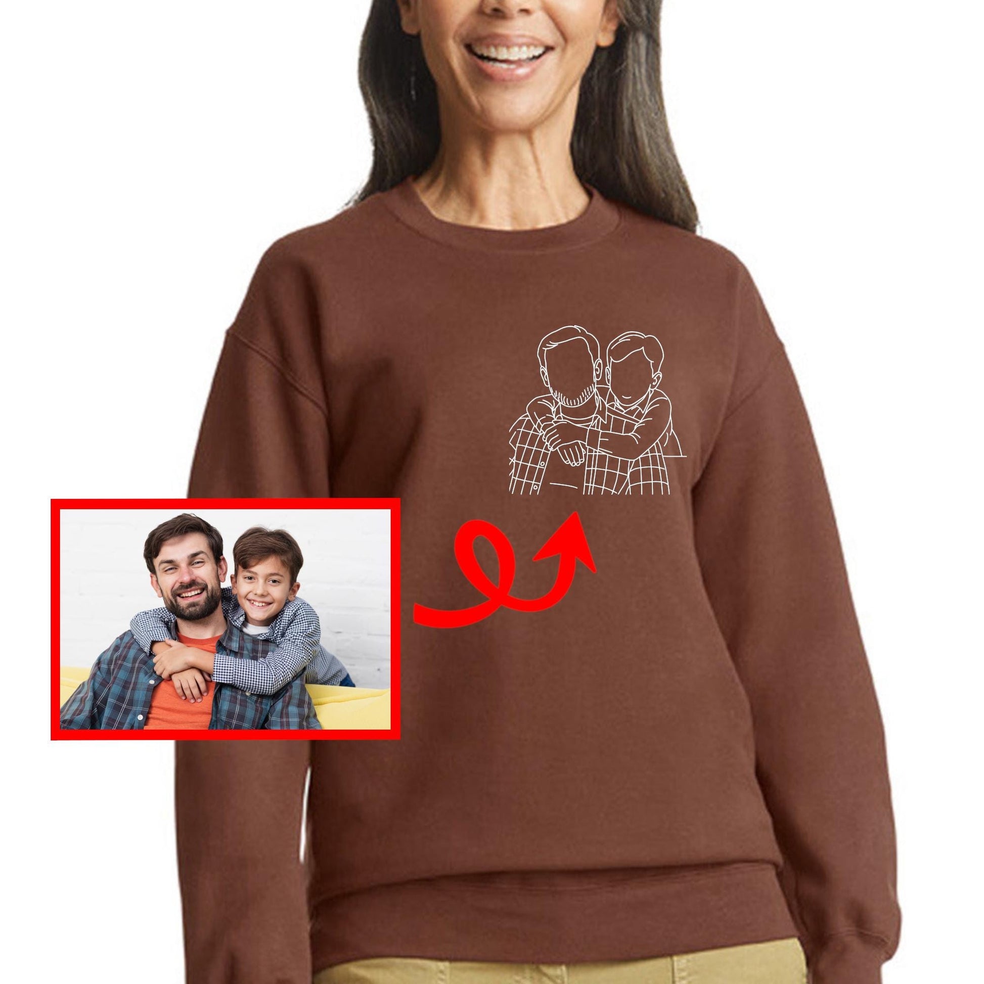 Custom Line Art Photo Shirt or Sweatshirt: Personalized Keepsake Gift