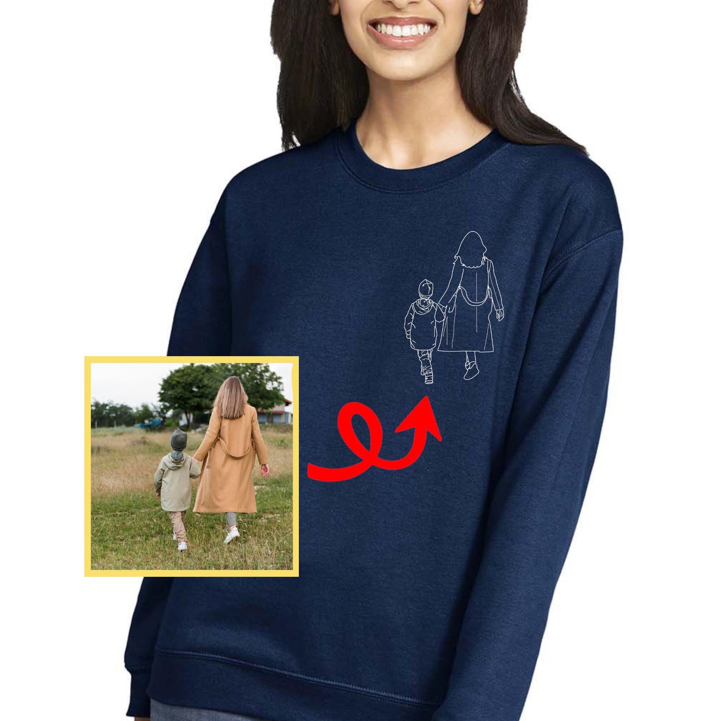 Custom Line Art Photo Shirt or Sweatshirt: Personalized Keepsake Gift