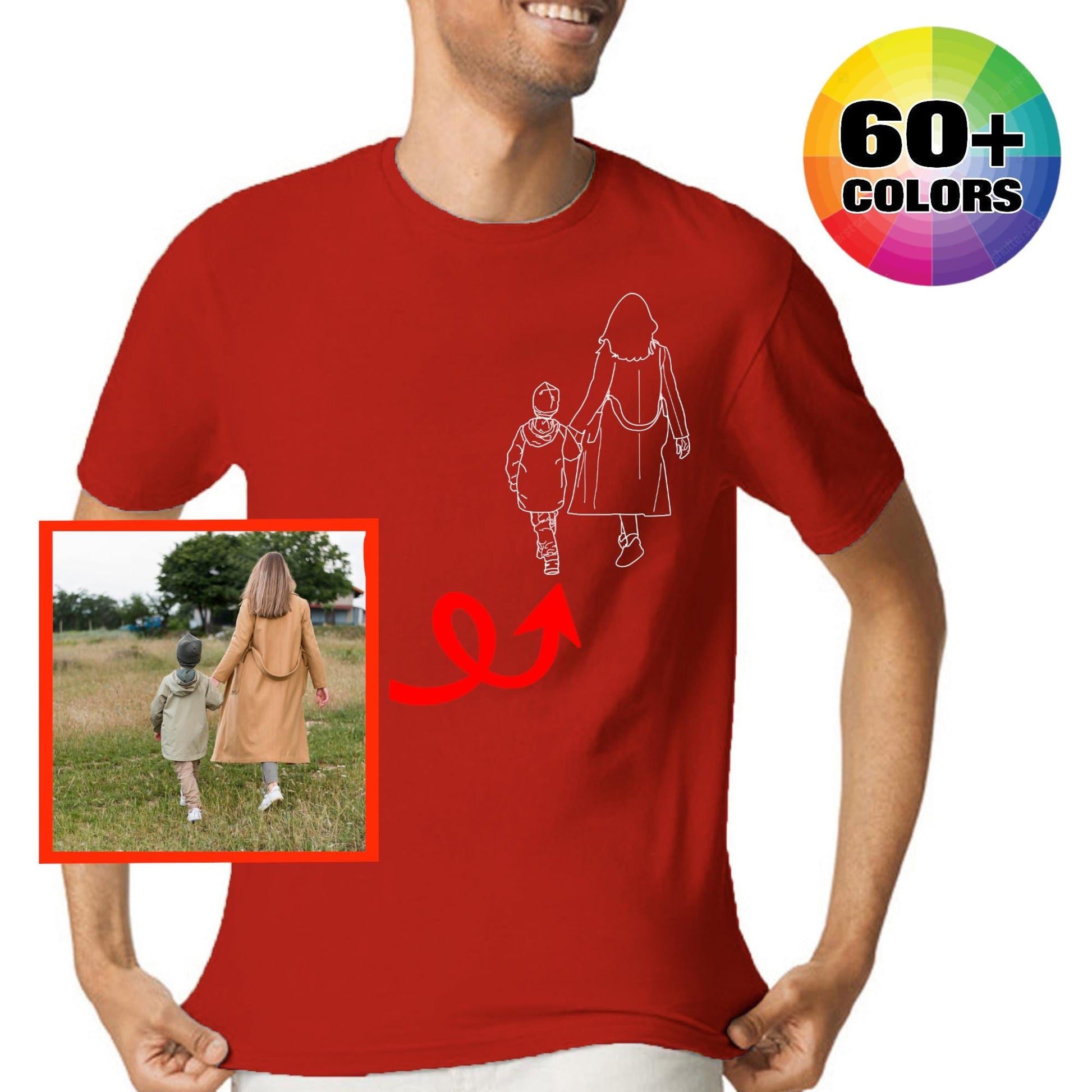 Custom Line Art Photo Shirt or Sweatshirt: Personalized Keepsake Gift