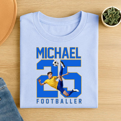 Custom Photo Football Shirt: Personalized Name & Number, Sports Gift