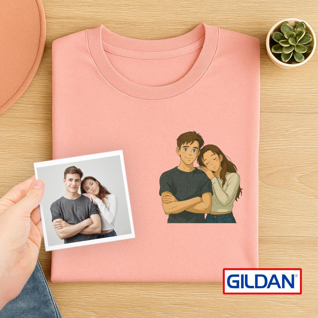 Custom Ghibli Style Portrait T-Shirt: Personalized Anime Tee