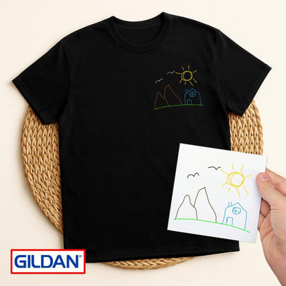 Custom Embroidered Kids Art Shirt: Personalized Drawing Gift